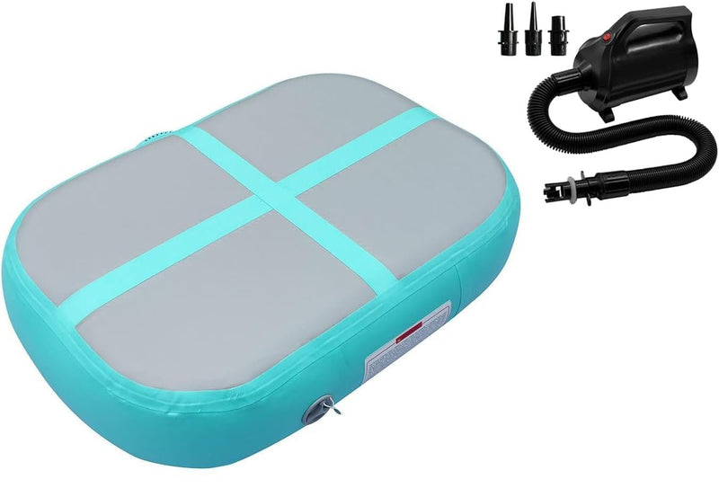 Laden Sie das Bild in Galerie -Viewer, Opblaasbaar gymnastiekblok 100 x 100 x 20 cm – airblock turnmat met elektrische pomp voor turnen, fitness en yoga
