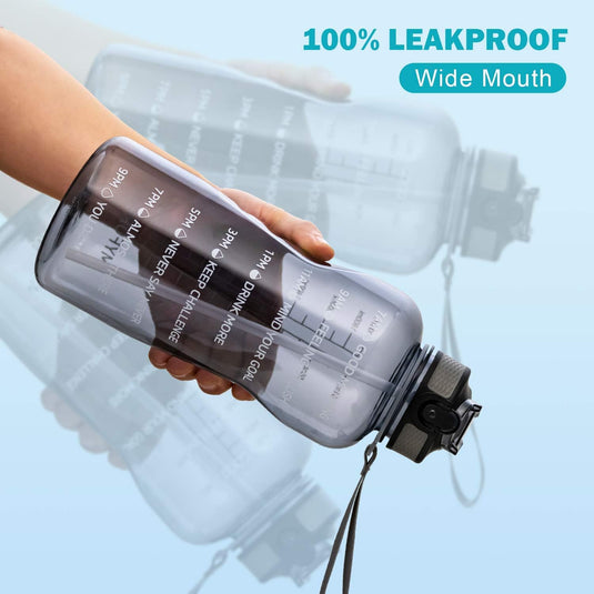MYFOREST Water Bottle 2200 ml Large Sports Bottle 2.2 Litre, 100% Dishwasher Safe Time Marker for Motivational Hydration, BPA Free, Anti-Fall, Flip Up Nozzle
