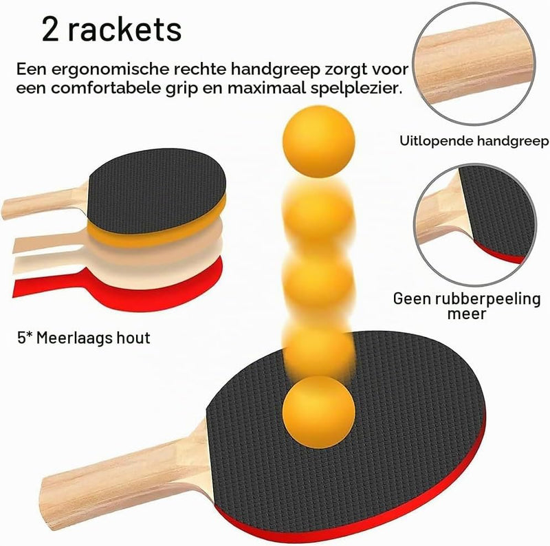 Charger l’image dans la visionneuse de galerie, Set de tennis de table avec 2 raquettes, 6 balles et filet rétractable, sac de transport inclus – set de ping-pong – accessoires de tennis de table
