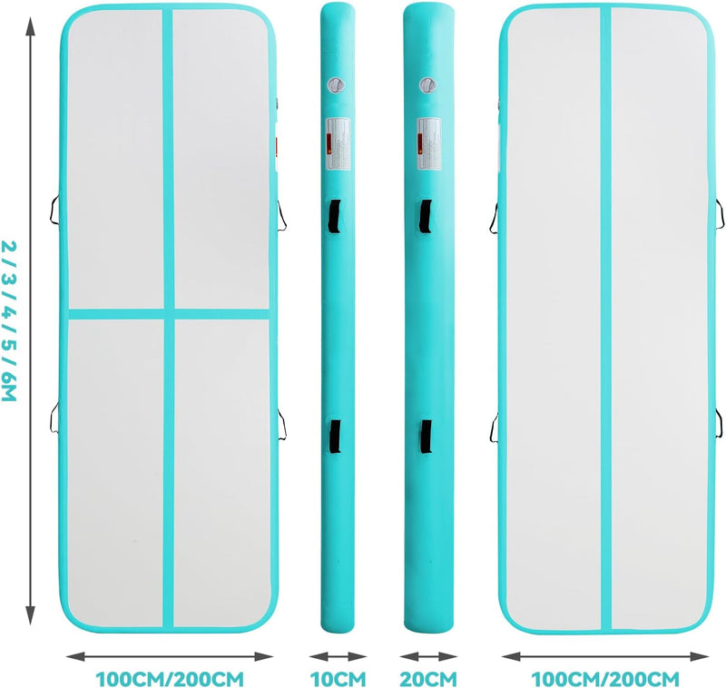 Chargez l'image dans la visionneuse de la galerie, Opblaasbare airtrack 3-6 m – turnmat 10/20 cm met elektrische pomp – voor gymnastiek, tumbling, yoga en taekwondo
