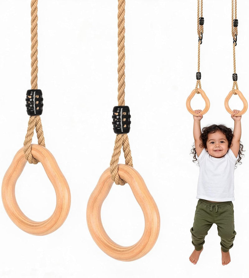 Charger l’image dans la visionneuse de galerie, Trapèze pour enfants avec barre de gymnastique en bois et anneaux – jouet de gymnastique – balançoire à grimper

