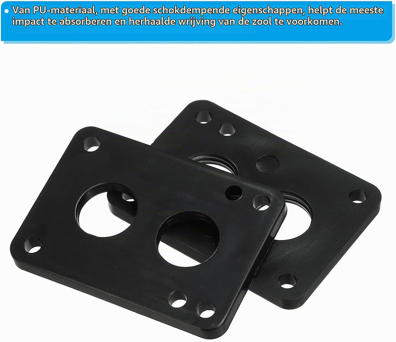 Laden Sie das Bild in Galerie -Viewer, Skateboard riser pads 2 stuks 6 mm van PU zwart – schokdempers – skateboard accessoires
