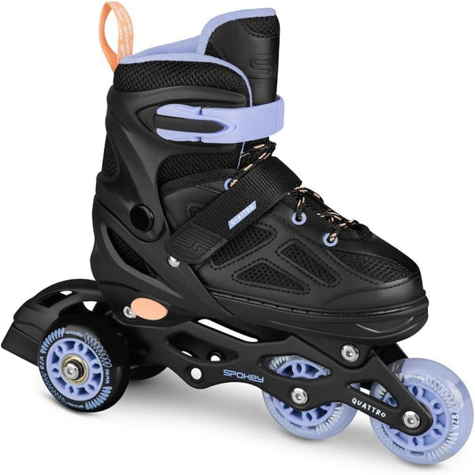 Verstelbare 4-in-1 skates voor kinderen – inline rolschaatsen triskates en schaatsen – zwart paars