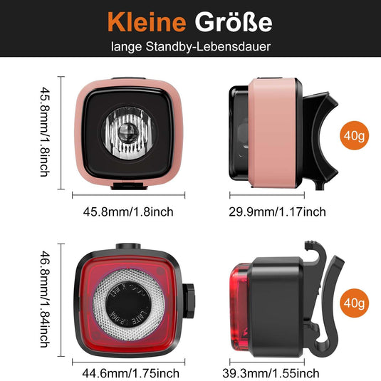 Oplaadbare fietsverlichting set USB-C IPX5 met voor- en achterlicht – fietslamp – LED fietslicht