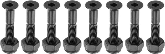 Skateboard montageschroeven 28 mm met moeren 8 stuks zwart – Grade 8.8 truck bevestigingsbouten