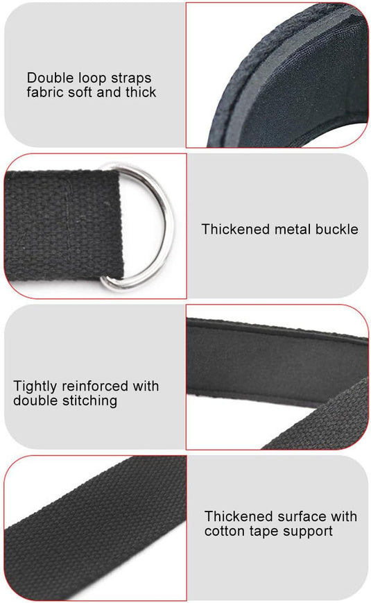 Pilates double-loop straps, 2 pieces, with D-rings and soft cotton lining – reformer straps – Pilates accessories