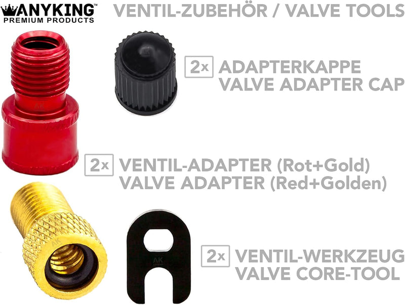 Load image into Gallery viewer, 18-delige Frans Presta Sclaverand-ventiel SV vervangings-Set: fietsventielinzetstukken + autoventiel adapter luchtpomp compressor opzetstuk + schroefsleutel + ventieldop racefiets-ventielen
