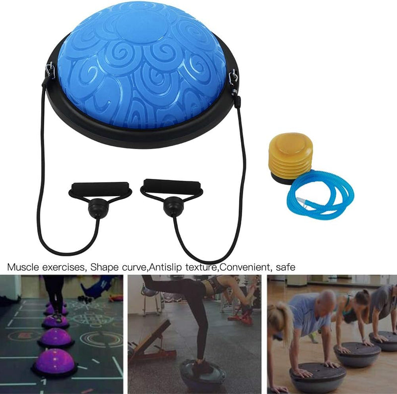 Laden Sie das Bild in Galerie -Viewer, Halve yogabal 46 cm met 2 weerstandsbanden – balanstrainer – core training – stabiliteit
