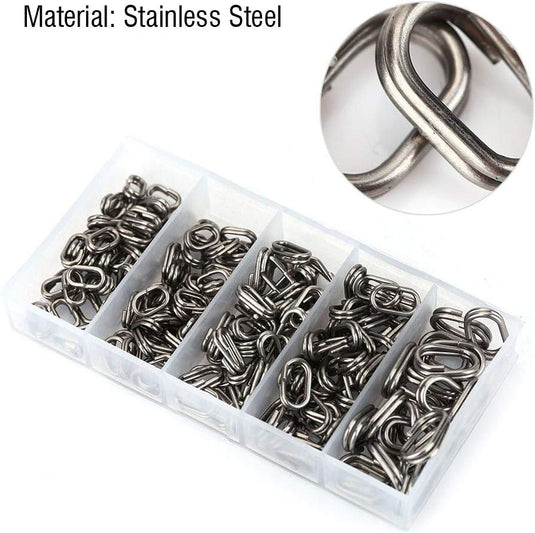 Ovale Sprengringe, 100 Stück, 9 x 15 mm, aus Edelstahl für Kunstköder und Angelhaken – Angelringe – Angelzubehör