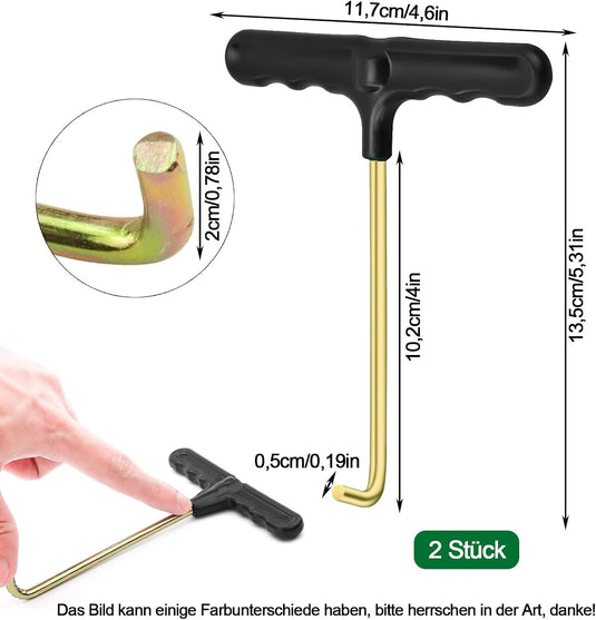 Trampoline veertrekkers 2 stuks met ergonomische T-handgreep – veerspanner – trampoline gereedschap
