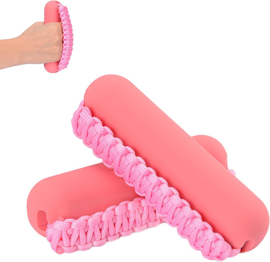 Zachte dumbbells roze set van 2 x 0,45 kg met polslus