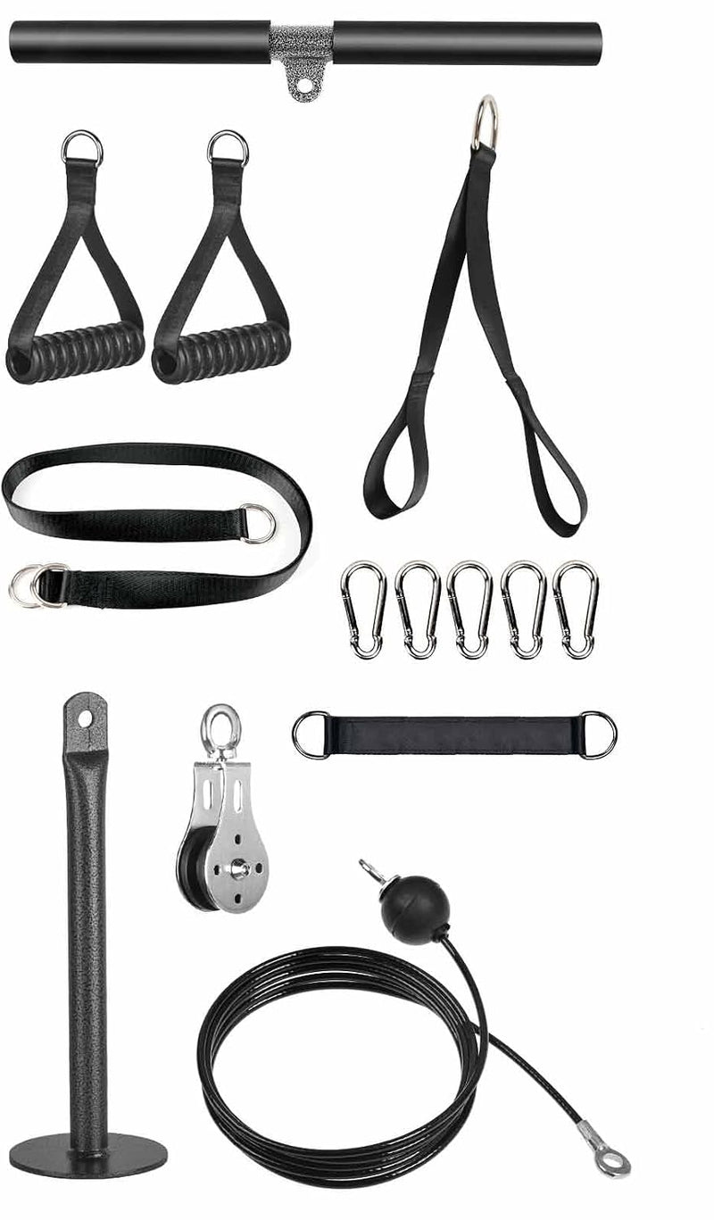 Charger l’image dans la visionneuse de galerie, Système de câbles de fitness avec poulie, barre droite et corde pour triceps pour la musculation – machine à câbles – entraînement à la poulie
