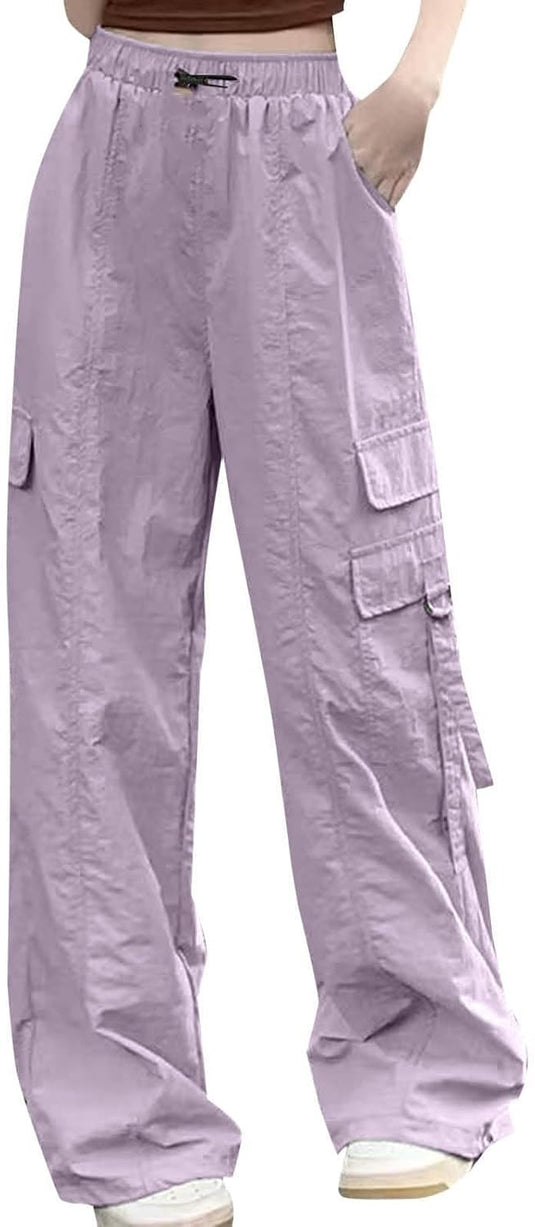 Dames baggy cargobroek met wijde pijpen trekkoord en zakken – streetwear broek – joggingbroek