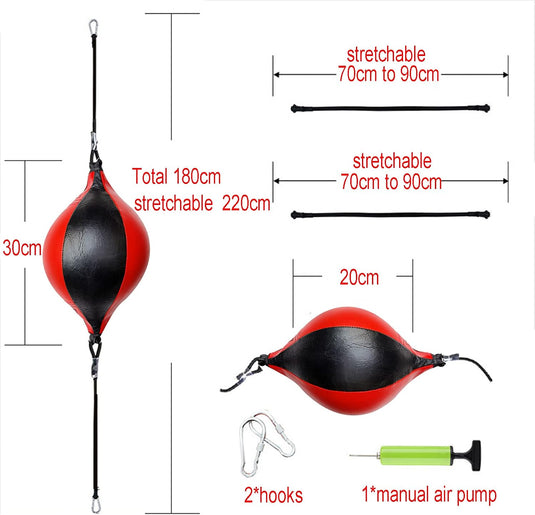 Speed Punch Bag, Leather Speed Ball, Hanging Boxing Punching Ball, Boksballen voor Gym MMA Boksen Sport Punch Bag Volwassen, Double End Boksen Punchingball, Training Speedball Set
