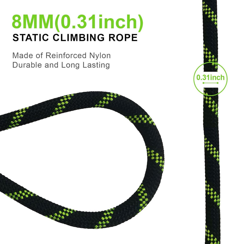 Laad afbeelding in Galerijviewer, Statisch Touw 10 m x 8 mm met 2 Karabijnhaken – Nylon Outdoor Touw voor Camping, Survival, Vissen en Wandelen
