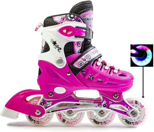 Adjustuble Rolschaatsen met oplichtende wielen voor kinderen en volwassenen - Kids Inline Roller laarzen met opbergtas voor peuters, rolschaatsen voor meisjes, jongens, professionals en