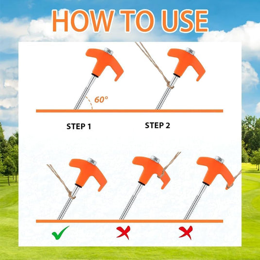 Piquets à vis 24 pièces de 20 cm en acier au carbone avec adaptateur de perçage et extracteur de piquets – ancrage de tente – matériel de camping