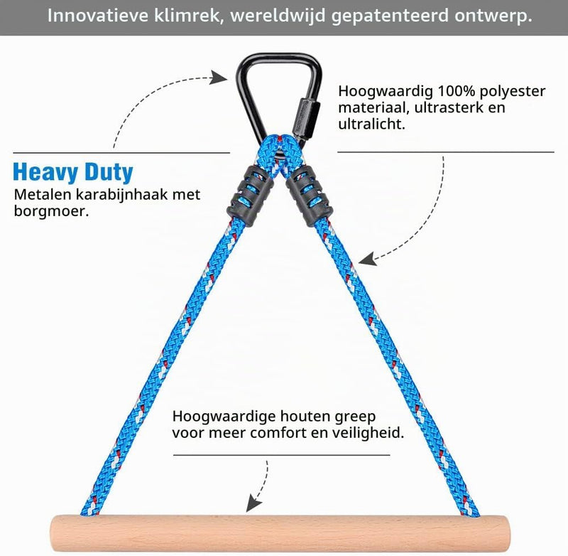 Carica l’immagine nel visualizzatore della galleria, Aste sospese in legno, 2 pezzi da 35 cm, con corde di sospensione e moschettoni – percorso ninja – accessori per arrampicata
