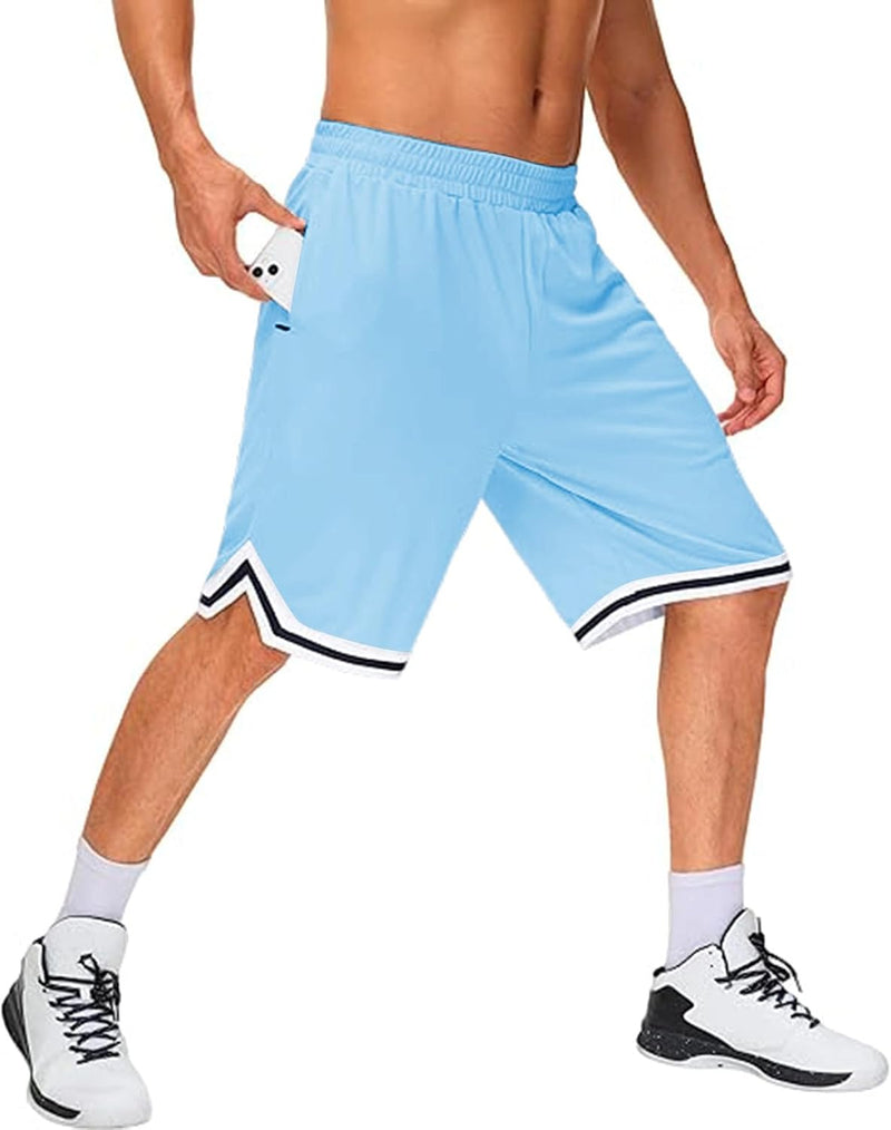 Laden Sie das Bild in Galerie -Viewer, Lange basketbalshort heren van ademend mesh met ritszak – sportshort – fitness broek
