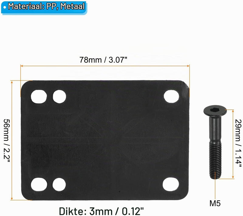 Laden Sie das Bild in Galerie -Viewer, Skateboard riser pads 3 mm 2 stuks met 29 mm schroeven en moeren – shock pads – skate accessoires

