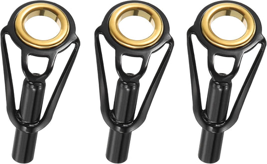 Hengel topogen 3 stuks 1 mm van roestvrij staal zwart-goud – hengeltop reparatieset – visaccessoires