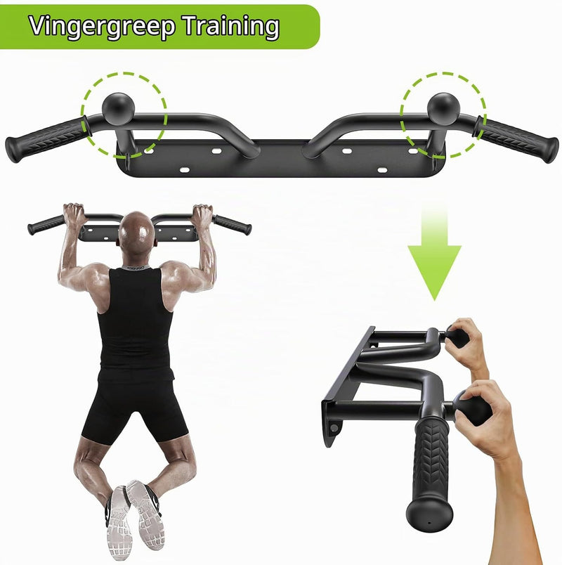 Laden Sie das Bild in Galerie -Viewer, Wandgemonteerde optrekstang met 5 gripposities en gripballen tot 227 kg – pull-up bar – krachttraining
