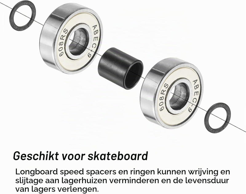Chargez l'image dans la visionneuse de la galerie, Skateboard lager spacers en speed washers 56-delige set zilver – wiel afstandhouders – skateboard accessoires
