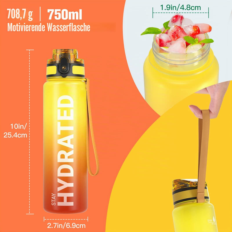 Laden Sie das Bild in Galerie -Viewer, Drinkfles 750 ml BPA-vrij met tijdmarkeringen en lekvrije dop – waterfles – sportfles
