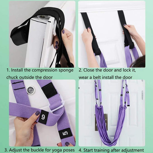 Yogariem, Beenstretcher, Stretchband, Yogariemen Van Polyester Katoen, Inversie Stretch, Oefenband Voor Yoga, Ballet, Pilates, Gymnastiek, Flexibiliteit, Training, Paars, 1