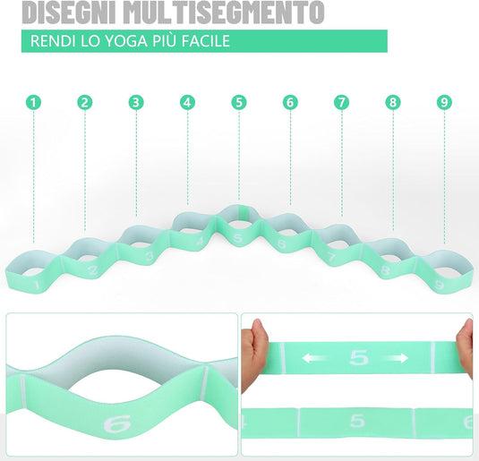 Stretchband met 9 lussen voor yoga en fitness