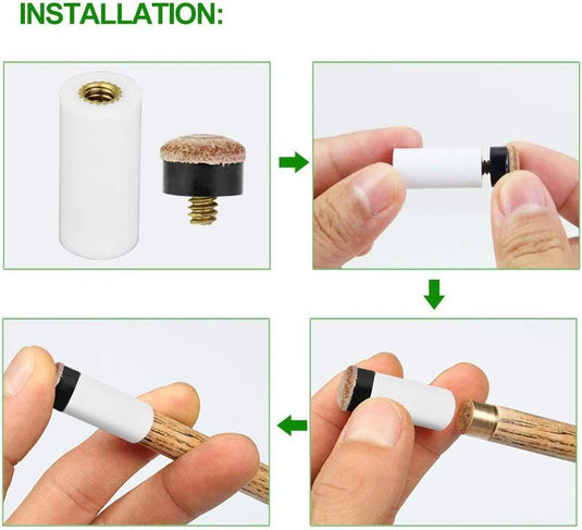 Amacoam Biljartkeu Spitzen 20 stuks 12 mm harde biljartkeu koperen schroef-vervanging tips met poolqueue klemmen voor biljartsticks snooker poolqueues, bruine spelpunten set biljart accessoires