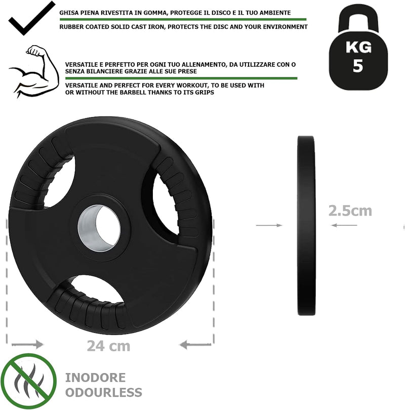 Laad afbeelding in Galerijviewer, Olympische tri-grip gewichtsschijven rubber 50 mm
