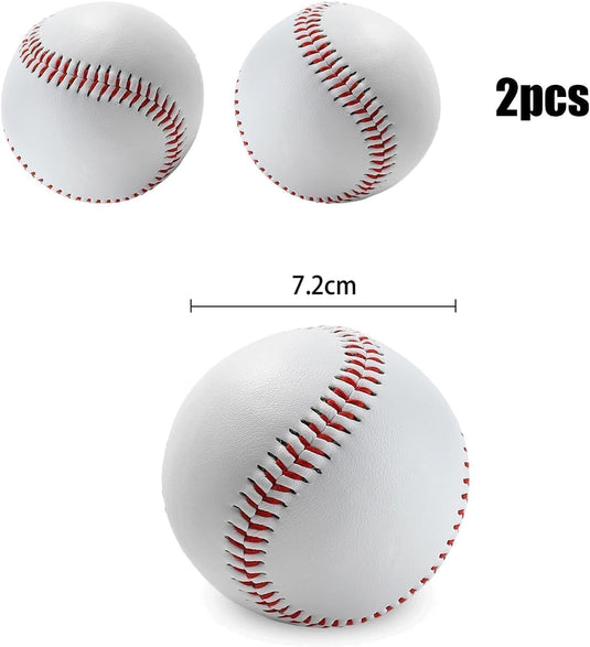 2 stuks honkbalballen, met de hand genaaid, zachte baseballs, 22,9 cm baseball, PU zachte honkbal, training honkbal, honkbal softbal, voor volwassenen en jongeren