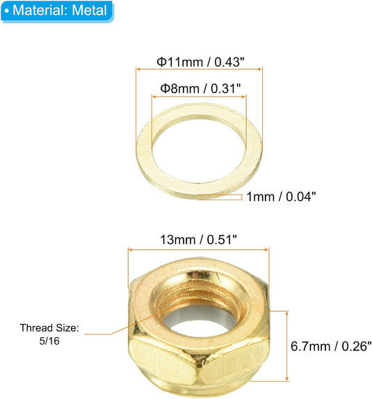 Skateboard borgmoeren set 5/16 inch goud – asmoeren washers en spacers – longboard accessoires