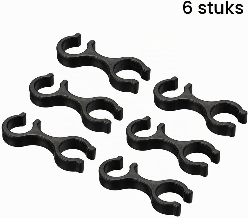 Laad afbeelding in Galerijviewer, Wandelstok clips 6 stuks voor 16-16,5 mm stokken zwart – trekkingstok houders – wandel accessoires
