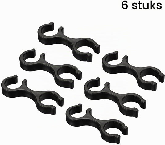 Wandelstok clips 6 stuks voor 16-16,5 mm stokken zwart – trekkingstok houders – wandel accessoires