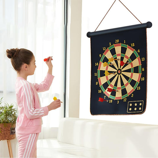 Jeu de fléchettes magnétique double face avec 6 fléchettes sécurisées et 2 crochets de suspension – fléchettes magnétiques – jeu de visée