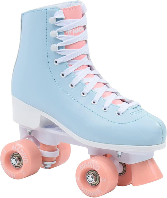 Madivo Pastel Klassieke retro rolschaatsen voor dames | ABEC-7 kogellagers | meisjes rolschaatsen, skeelers| blauw/koraal | maat 35, 36, 37, 38, 39, 40, 41