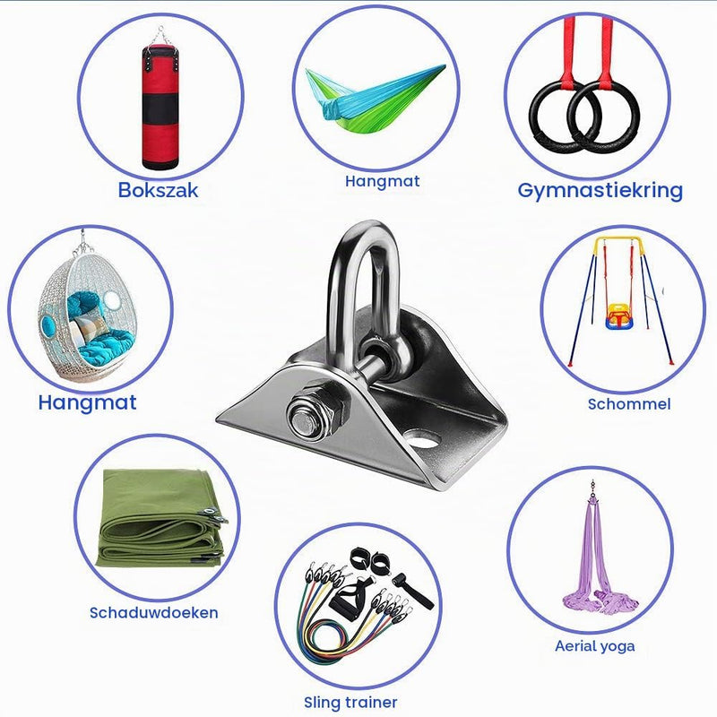 Laden Sie das Bild in Galerie -Viewer, Schommelhaken 2 stuks 360° draaibaar van roestvrij staal tot 400 kg – ophanghaken – schommel accessoires
