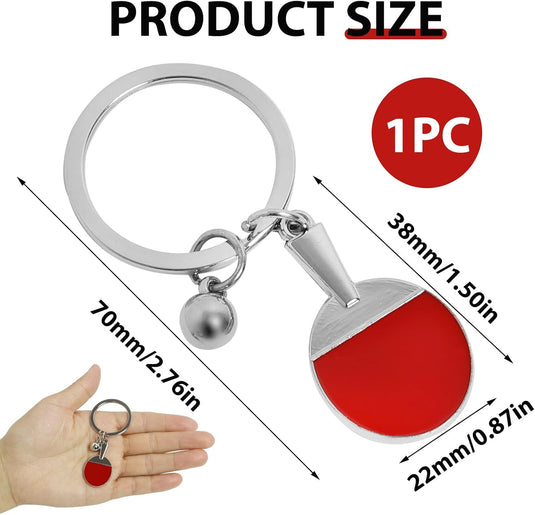 Porte-clés de tennis de table en métal avec mini raquette et anneau porte-clés solide – pendentif ping-pong – cadeau sportif