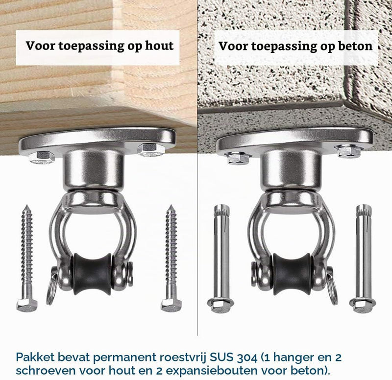 Carica immagine in Galleria Viewer, Plafond ophangbeugel van roestvrij staal met gesloten U-ring voor schommels en hangmatten – plafondhaak – bokszakbevestiging
