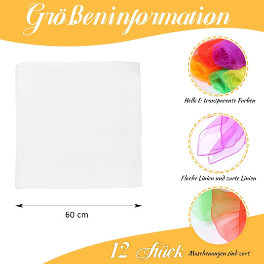 jongleerdoeken 60 x 60 cm – oranje dansdoeken voor kinderen, spel en beweging