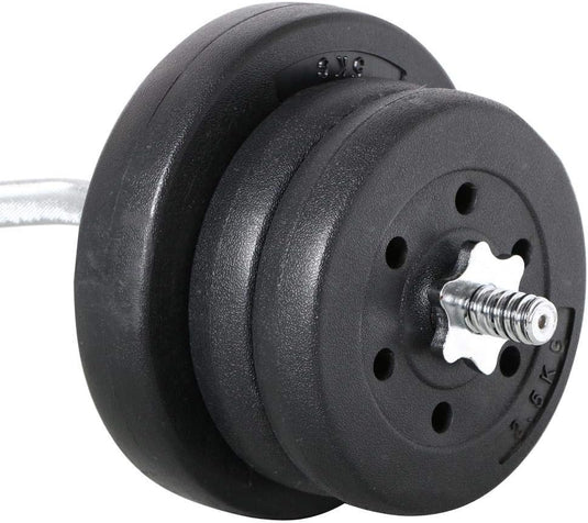Yaheetech 25 kg SZ curlset lange halterset, stang met 6 schijven, krachttraining, gewichten, halterstangenset
