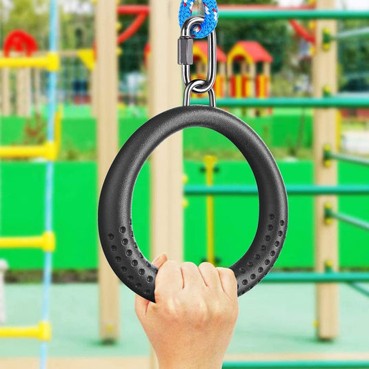 Trapeze ringen 2 stuks met karabijnhaken voor klimrek en schommel – monkey bars – speeltoestel accessoires