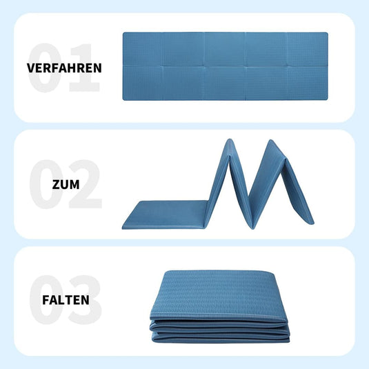 Opvouwbare yogamat TPE antislip 6 mm blauw