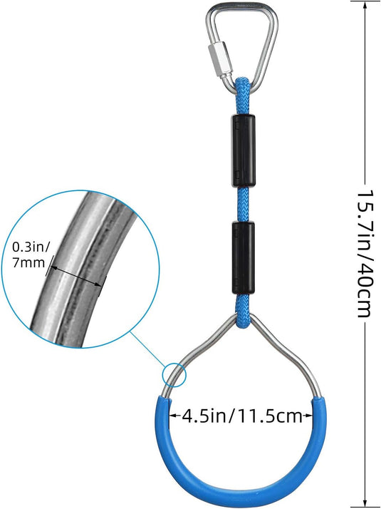 Klimringen voor kinderen 4 stuks met ophanghaken tot 120 kg – gymnastiekringen – ninja parcours accessoires
