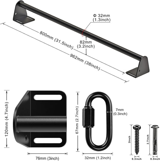 Wandgemonteerde optrekstang met weerstandsbandhaken tot 200 kg – pull-up bar – fitness stang