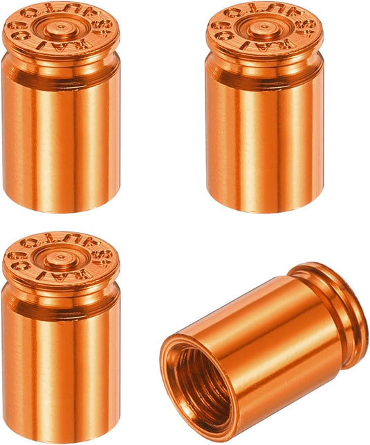 Ventieldoppen 4 stuks 16 x 10 mm van aluminium oranje – bandendoppen – fiets auto accessoires