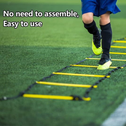 Gvolatee Voetbaltrainingsaccessoires, coördinatieladder, trainingsladder, met 12 kegels, 4 palen, voetbaltrainingsset, uitrusting, accessoires, voetbaltraining