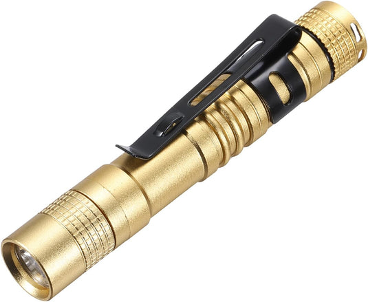Mini LED zaklamp met clip 91 mm zwart – aluminium penlight – camping en outdoor accessoires
